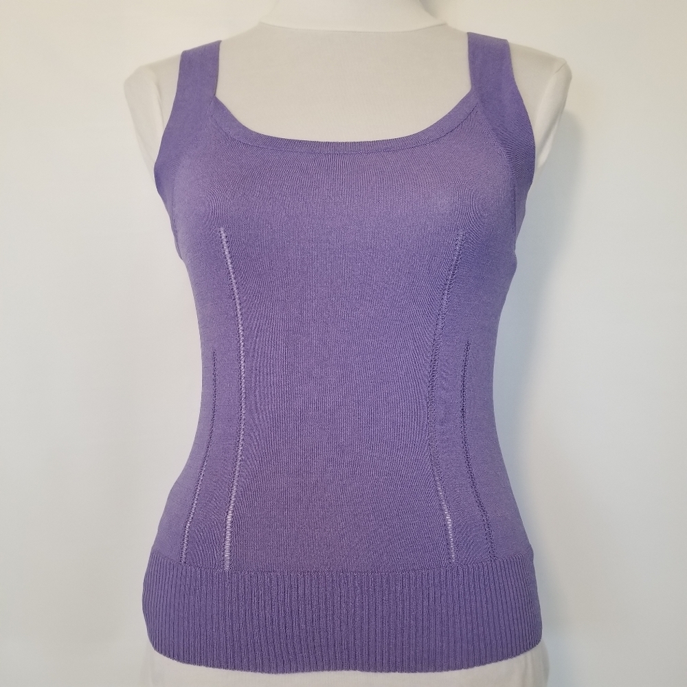 1182 NWOT GNW Stretch Lilac Knit Semi-Sheer Top S